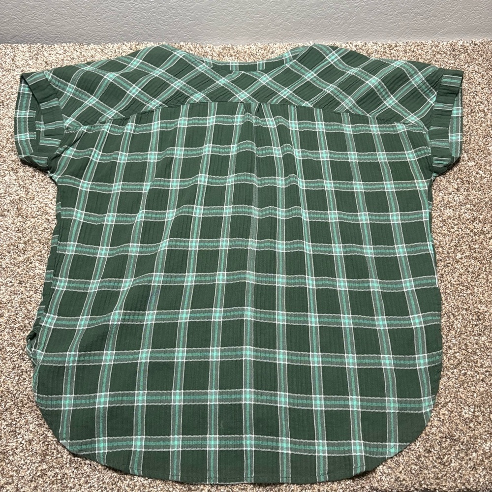 LOFT Women’s Medium Forest Checkered Button-Up Blouse - Picture 10 of 10